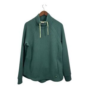 L.L. Bean Ridgeknit Crossneck Pullover Sweater Women’s M Green Pockets (0016)